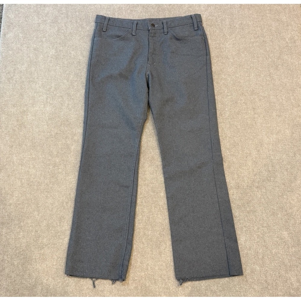 Levi's Vintage 90s Dark Gray 100% Dacron Polyester Frayed Pants High Rise 34x30